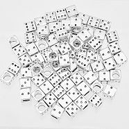 100Pcs Tibetan Style Alloy European Beads, Dice, Large Hole Beads, Antique Silver, 7.5x7x7mm, Hole: 5mm(TIBE-DC0001-02)