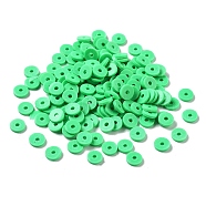 Handmade Polymer Clay Beads, for DIY Jewelry Crafts Supplies, Disc/Flat Round, Heishi Beads, Spring Green, 6x1mm, Hole: 1.5mm, about 10000pcs/bag(CLAY-R067-6.0mm-A06)