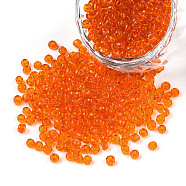 8/0 Glass Seed Beads, Transparent, Round, Dark Orange, 3mm, Hole: 1mm, about 1097pcs/50g(X-SEED-A004-3mm-9B)