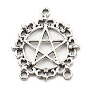 Alloy Chandelier Component Links, Pentagram, Antique Silver, 27x24.5x2mm, Hole: 1.8mm(PALLOY-D020-07AS)
