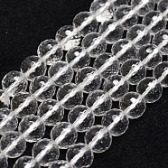 Natural Crystal Beads Strands, Faceted, Round, 6mm, Hole: 1mm, about 61pcs/strand, 14.9 inch~15.1 inch(G-G736-05-6mm)