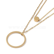 304 Stainless Steel Tiered Necklaces, Double Layer Necklaces for Women, Real 18K Gold Plated, 15.98 inch(40.6cm)(NJEW-L180-01G-01)