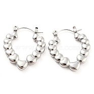 Heart Bubble 304 Stainless Steel Hoop Earrings for Women, Stainless Steel Color, 25.5x23x3mm(EJEW-C067-12P)