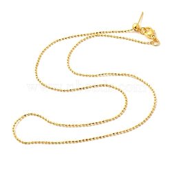 1mm Rack Plating Brass Ball Chain Adjustable Slider Necklaces for Women Men, Cadmium Free & Lead Free, 901 Stainless Steel Clasp, Long-Lasting Plated, Real 18K Gold Plated, 17.68 inch(44.9cm)(MAK-L044-51G)