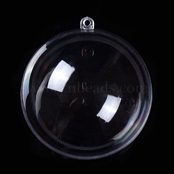 Openable Transparent Plastic Pendants, Fillable Plastic Bauble Christmas Ornament, Round, Clear, 9.8x9cm, Hole: 4mm, Inner Size: 8.8cm(CON-K007-06F)