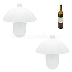 Silicone Bottle Stoppers, for Wine Bottle, Umbrella Shape, White, 50x49mm(AJEW-WH0470-97)