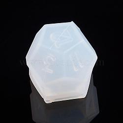 Silicone Dice Molds, Resin Casting Molds, For UV Resin, Epoxy Resin Jewelry Making, Polygon Dice, White, 26x25x23mm(X-DIY-L021-29)