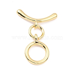 Rack Plating Brass Toggle Clasps, Long-Lasting Plated, Ring, Real 18K Gold Plated, Ring: 14x10.5x1.5mm, Hole: 1.6mm, Bar: 18x9x2mm, Hole: 1.6mm(X-KK-B036-09G)