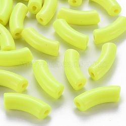 Opaque Acrylic Beads, Curved Tube, Green Yellow, 36x13.5x11.5mm, Hole: 4mm, about 133pcs/500g(MACR-S372-001B-S023)