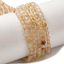 Natural Gold Rutilated Quartz Beads Strands, Round, 3~3.5mm, Hole: 0.6~0.7mm, about 120~150pcs/strand, 15.16~15.55''(38.5~39.5cm)(G-B090-A30-03)