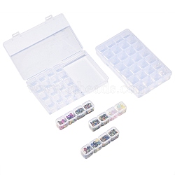 2Pcs Transparent Plastic 28 Grids Bead Containers, with Independent Bottles & Lids, Each Row 7 Grids, Rectangle, Clear, 17.4x10.7x2.7cm(CON-CJ0001-20)