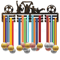 Iron Medal Hanger Holder Display Wall Rack, with Screws, Antique Golden, Football, 150x400mm, Hole: 5mm(ODIS-WH0101-007)