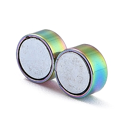 Magnetic 304 Stainless Steel Clip-on Earring, Flat Round, Multi-color, 6x3mm(EJEW-A060-01B)