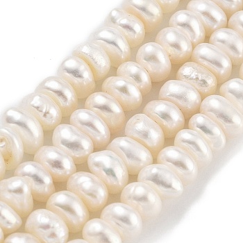 Natural Cultured Freshwater Pearl Beads Strands, Grade 3A, Rondelle, Antique White, 5~5.5mm, Hole: 0.7mm, about 43pcs/strand, 7.09~ 7.28 inch(18~18.5cm)