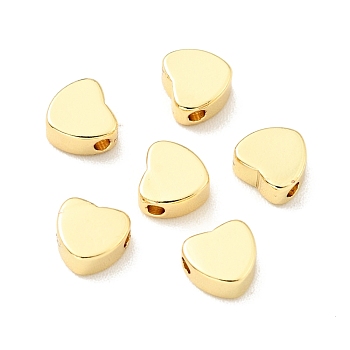 Brass Beads, Cadmium Free & Lead Free, Heart, Real 18K Gold Plated, 4.5x5x2.5mm, Hole: 1.2mm
