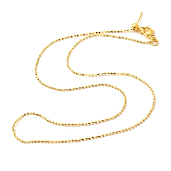 1mm Rack Plating Brass Ball Chain Adjustable Slider Necklaces for Women Men, Cadmium Free & Lead Free, 901 Stainless Steel Clasp, Long-Lasting Plated, Real 18K Gold Plated, 17.68 inch(44.9cm)