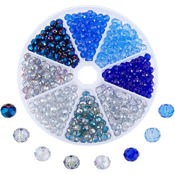 DIY Beads Jewelry Making Finding Kit, Including Glass & Lampwork & Synthetic Quartz Beads, Rondelle, Blue, 400Pcs/box