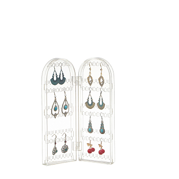 Acrylic Earring Display Folding Screen Stands with 2 Folding Panels, Jewellery Earring Organizer Hanging Holder, Clear, 21.2x2x28.3cm