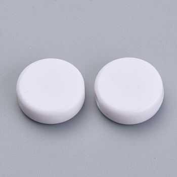 Opaque Acrylic Beads, Flat Round, White, 15x4mm, Hole: 1.5mm