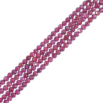 2 Strands Natural Garnet Bead Strands, Grade AA, Faceted, Round, 3mm, Hole: 0.5mm, about 163pcs/strand, 15.5''(39.37cm)
