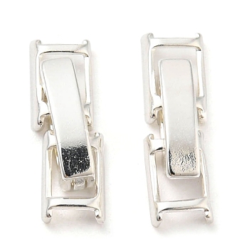 Eco-Friendly Brass Watch Band Clasps, Long-Lasting Plated, Lead Free & Cadmium Free, Silver, 17x4.5x4mm