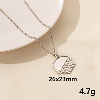 304 Stainless Steel Hexagon Pendant Necklaces, Cable Chain Necklaces