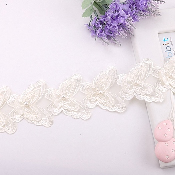 20 Yards Organza Embroidery Butterfly Lace Trim, White, 2-1/2 inch(65mm)