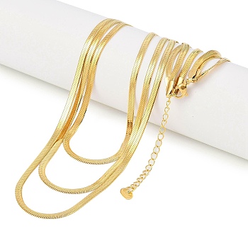 304 Stainless Steel Flat Snake Chain 3 Layer Necklaces, Golden, 14.96 inch(38cm)