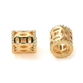 Brass Tube Beads, Real 18K Gold Plated, 6x6mm, Hole: 4mm