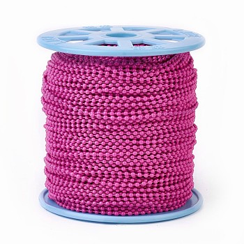 Iron Ball Chains, Soldered, with Spool, Electrophoresis, Deep Pink, 2.4mm, about 100yards/roll(91.44m/roll)