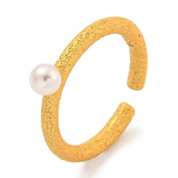 Round Shell Pearl Cuff Ring, 925 Sterling Silver Open Ring for Women, Golden, Adjustable