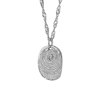 Stainless Steel Textured Oval Pendant Necklaces, Double Link Chain Necklaces for Women, Stainless Steel Color, 16-1/8 inch(41cm)