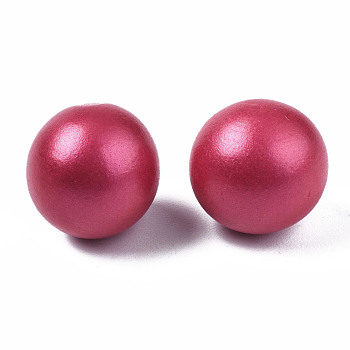 Painted Round Schima Wood Earrings for Girl Women, Stud Earrings with 316 Surgical Stainless Steel Pins, Camellia, 15mm, Pin: 0.7mm