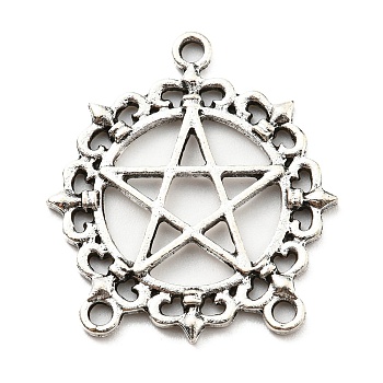 Alloy Chandelier Component Links, Pentagram, Antique Silver, 27x24.5x2mm, Hole: 1.8mm