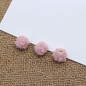 Fibre Pendants, with Golden Plated Alloy Finding, for DIY Jewelry, Earrings, Round, Pink, 17~17.5x14.5mm, Hole: 1.5mm