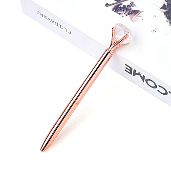 Natural Quartz Crystal Ball-Point Pen, Stainless Steel Ball-Point Pen, Office School Supplies, 150mm