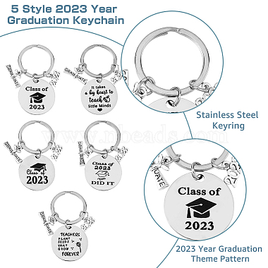 スーパーファインディング 5 個 5 スタイル クラスの 2023 卒業ギフト ステンレススチール キーホルダー(KEYC-FH0001-32B)-3
