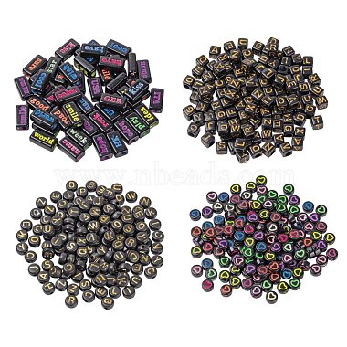 Black Mixed Shapes Acrylic Beads