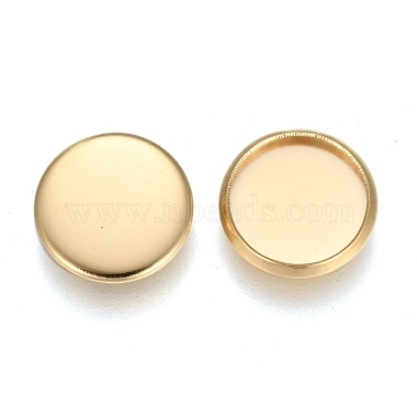 Golden Flat Round 304 Stainless Steel Cabochon Settings