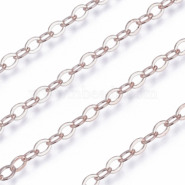Brass Flat Oval Cable Chains(X-CHC025Y-RG)-3