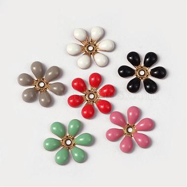 Blumen Messing Emaille-Perlen(KK-K114-CM-G)-1