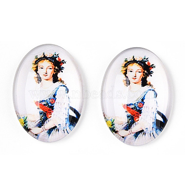Snow Oval Glass Cabochons