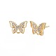 Brass Micro Pave Clear Cubic Zirconia Stud Earring Findings(KK-S360-182)-4