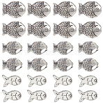 120Pcs 3 Styles Tibetan Style Alloy Beads, Cadmium Free & Lead Free, Fish, Antique Silver, 11.5~14x8~11x3.5~4mm, Hole: 1mm, 40pcs/style(TIBEB-SC0001-36)