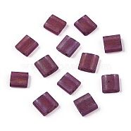 2-Hole Glass Seed Beads, Transparent Colours, Frosted, Rectangle, Medium Violet Red, 5x4.5~5.5x2~2.5mm, Hole: 0.5~0.8mm(SEED-T003-02C-04)