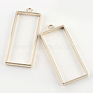 Rack Plating Alloy Rectangle Open Back Bezel Pendants, For DIY UV Resin, Epoxy Resin, Pressed Flower Jewelry, Cadmium Free & Nickel Free & Lead Free, Golden, 49x20x1.32mm, Hole: 3mm(PALLOY-S047-11E-FF)