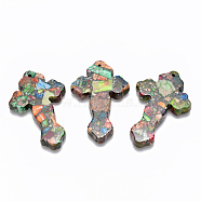 Synthetic Imperial Jasper Big Pendants, Dyed, Cross, Colorful, 60~61.5x38~39.5x7~8mm, Hole: 1.8mm(G-R457-06D)