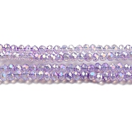 Transparent Baking Painted Glass Beads Strands, AB Color, Faceted, Round, Lilac, 2.5x2mm, Hole: 0.7mm, about 148~152pcs/strand, 12.05~12.36 inch(30.6~31.4cm)(DGLA-F002-02A-03)