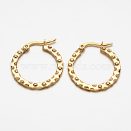 Ring 304 Stainless Steel Hoop Earrings, Hypoallergenic Earrings, Golden, 25x24x2mm, Pin: 1x0.5mm(EJEW-N034-26)