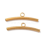 Ion Plating(IP) 304 Stainless Steel Tube Bails, Curved Tube, Real 18K Gold Plated, 8x30x2.5mm, Hole: 3mm, Inner Diameter: 2mm(X-STAS-E192-07G)